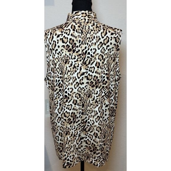 Chico's Neutral Animal Print Mock Neck Tank Back Zipper Size 3 (XL) NWT - Picture 3 of 6